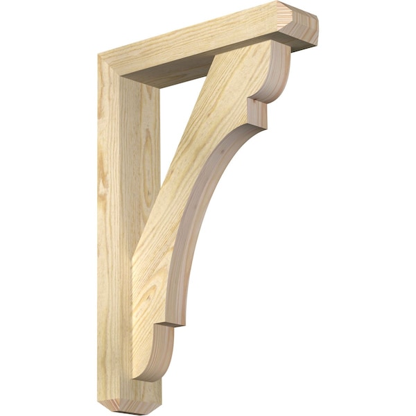 Ekena Millwork Olympic Craftsman Rough Sawn Bracket w/ Offset Brace, Douglas Fir, 4"W x 16"D x 24"H BKT0402X16X24OLY04RDF - main